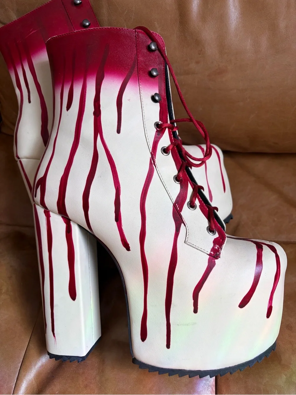 dolls kill scream queen bloody platform boots size 10 rare halloween